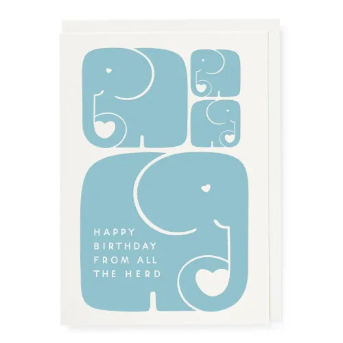 Elephants Happy Birthday From All The Herd Card QP663