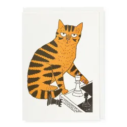 Charlotte Farmer Chess Cat Greetings Card QP634