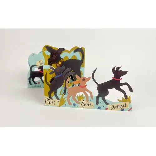 Mark Hearld Puppy Parade Triple Fold Greetings Card MH3266