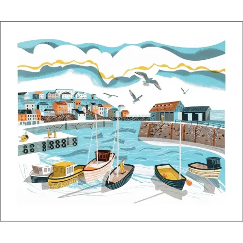 John Bloor Mevagissey Harbour Greetings Card JR3230