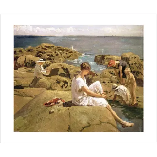 Laura Knight On The Rocks at Lamorna 1914 Greetings Card LK3234