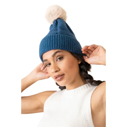 Powder Design Ingrid Bobble Hat Navy and Mist