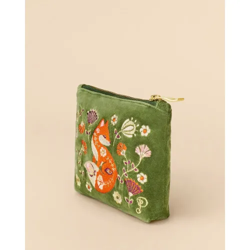 Powder Design Velvet Embroidered Mini Pouch Scandinavian Fox