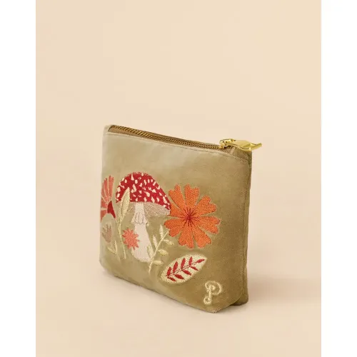 Powder Design Velvet Embroidered Mini Pouch Toadstool