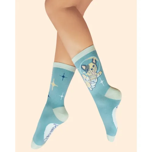 Powder Design Ladies Ankle Socks Frenchie in Space