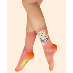 Powder Design Ladies Ankle Socks Puppy Pizza Lover Coral