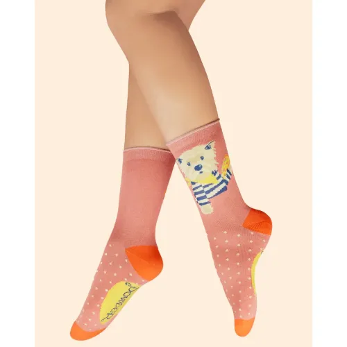 Powder Design Ladies Ankle Socks Puppy Pizza Lover Coral