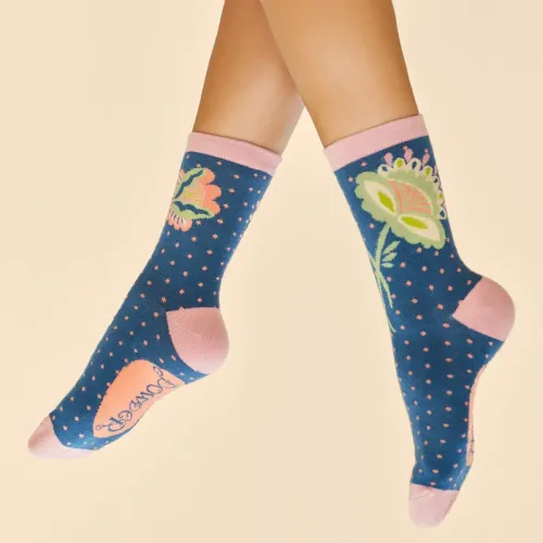 Powder Design Ladies Ankle Socks Scandinavian Stems Navy