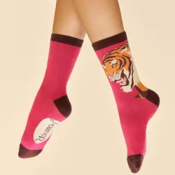 Powder Design Ladies Ankle Socks Thrill of the Tiger Fuchsia