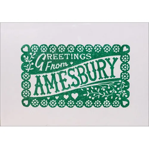 Greetings From Amesbury Card Green