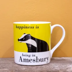 Happiness is Being in Amesbury Badger Mug