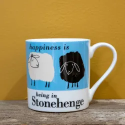 Happiness is Being in Stonehenge Sheep Mug Blue