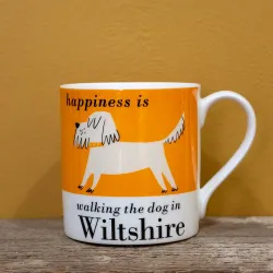 Happiness is Walking the Dog in Wiltshire Mug Orange
