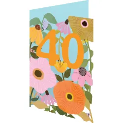 Roger la Borde Floral 40th Birthday Card GC2398
