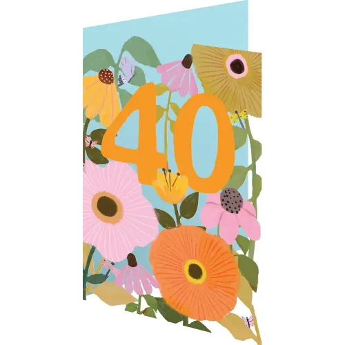 Roger la Borde Floral 40th Birthday Card GC2398