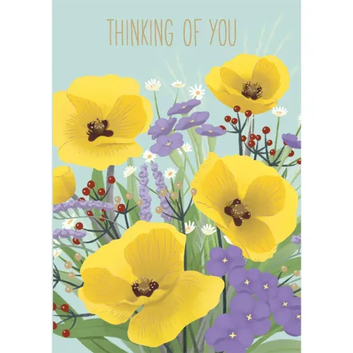 Roger La Borde Yellow Poppy Think of You Card GC2249