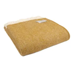 Tweedmill Pure Wool Throw Fishbone English Mustard